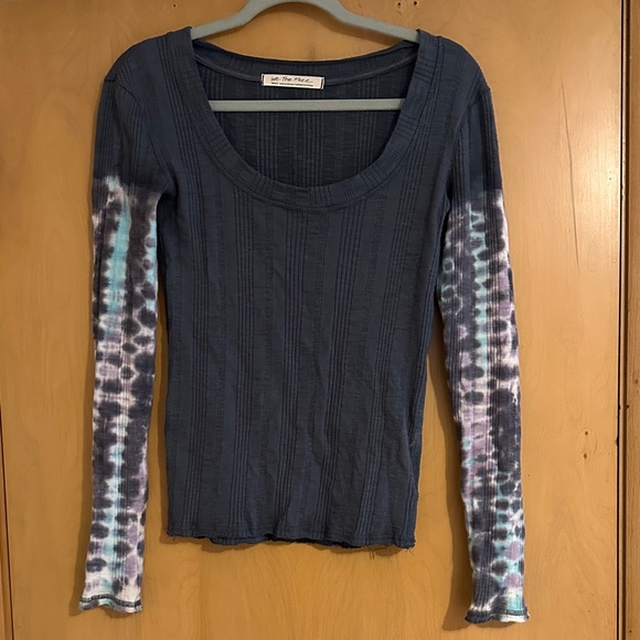 Free People Tops - Free People Grey and Tie-Dye Long Sleeve Top